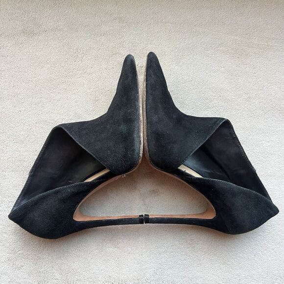 Schutz Black Suede Wrap Stiletto Heel Pump Booties Women 6.5 B Chic Sexy Minimal - Picture 4 of 14